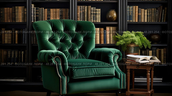 tufted chair interior design ai generated. Стоковое AI-изображение, AI-художник Vectorwin / Фотобанк Лори