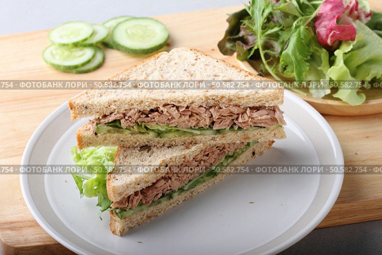 tuna sandwich for healthy snack. Стоковое фото, агентство Ingram Publishing / Фотобанк Лори