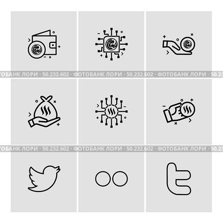 twitter , flicker , twitter, Nexus , nxs , crypto , currency , crypto cuurency , money , exchange , coin , dollar , graph , icon, vector, design,  flat,  collection, style, creative,  icons. Стоковая иллюстрация, агентство Ingram Publishing / Фотобанк Лори