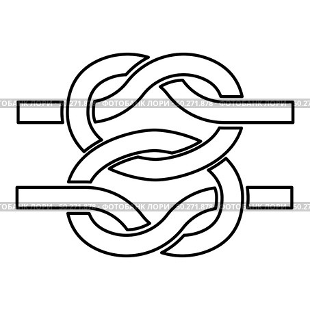 Two nautical knots Ropes Wire with loop Twisted marine cord icon outline black color vector illustration flat style simple image. Two nautical knots Ropes Wire with loop Twisted marine cord icon outline black color vector illustration flat style image. Стоковая иллюстрация, агентство Ingram Publishing / Фотобанк Лори