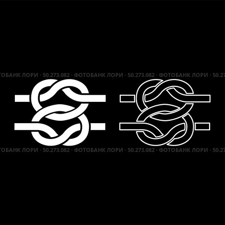 Two nautical knots Ropes Wire with loop Twisted marine cord icon outline set white color vector illustration flat style simple image. Two nautical knots Ropes Wire with loop Twisted marine cord icon outline set white color vector illustration flat style image. Стоковая иллюстрация, агентство Ingram Publishing / Фотобанк Лори