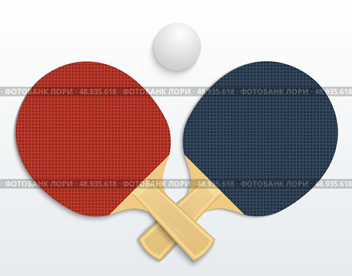 Two table tennis rackets and a ball vector illustration isolated. Стоковая иллюстрация, агентство Ingram Publishing / Фотобанк Лори