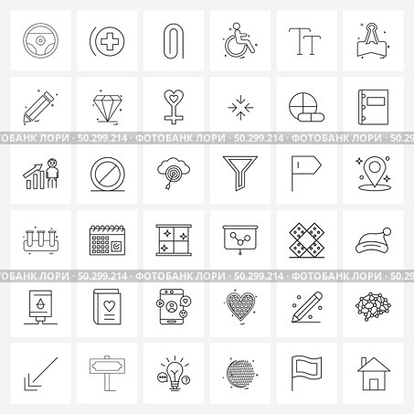 UI Set of 36 Basic Line Icons of letter, invalid, attach, handicap, disable Vector Illustration. Стоковая иллюстрация, агентство Ingram Publishing / Фотобанк Лори