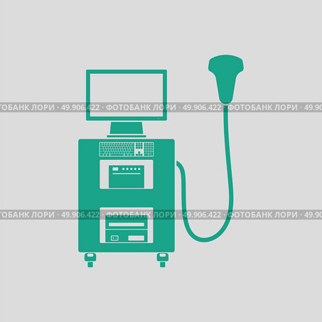 Ultrasound diagnostic machine icon. Gray background with green. Vector illustration. Стоковая иллюстрация, агентство Ingram Publishing / Фотобанк Лори
