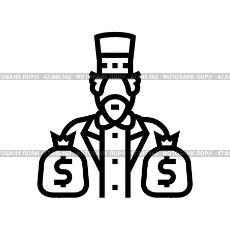 uncle sam sack of money line icon vector illustration. Стоковая иллюстрация, иллюстратор Vectorwin / Фотобанк Лори
