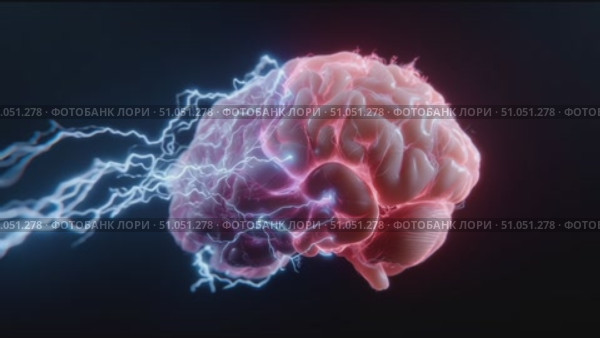 Understanding brain activity through dynamic visual representation of electrical impulses in human cognition. Стоковое AI-видео, аниматор Сергей Толмачёв / Фотобанк Лори