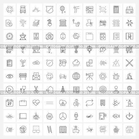 Universal Symbols of 100 Modern Line Icons of table tennis, valid, sleeping room, security, up Vector Illustration. Стоковая иллюстрация, агентство Ingram Publishing / Фотобанк Лори