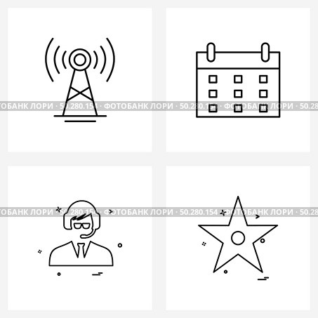 Universal Symbols of 4 Modern Line Icons of infrared, avatar , network, day, profile Vector Illustration. Стоковая иллюстрация, агентство Ingram Publishing / Фотобанк Лори
