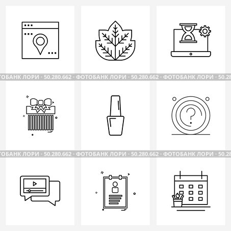 Universal Symbols of 9 Modern Line Icons of beauty, surprise, nature, gift box, wait Vector Illustration. Стоковая иллюстрация, агентство Ingram Publishing / Фотобанк Лори