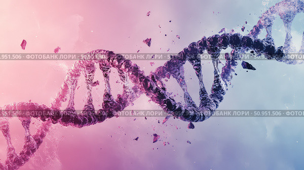 unwinding splitting DNA strand ai generated. Стоковое AI-изображение, AI-художник Vectorwin / Фотобанк Лори