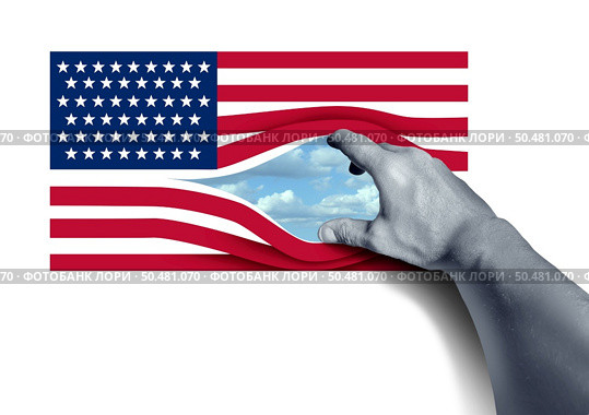 US Open Borders as a USA immigration concept or United States asylum seeker and American undocumented as a naturalization process in a 3D illustration style. Стоковое фото, агентство Ingram Publishing / Фотобанк Лори