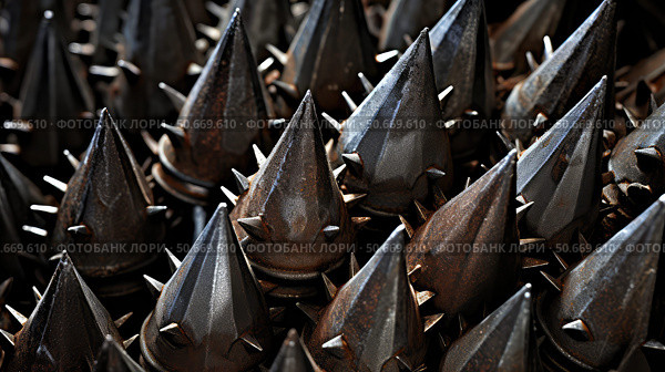 utilitarian metal spikes ai generated. Стоковое AI-изображение, AI-художник Vectorwin / Фотобанк Лори