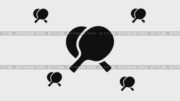 Увеличивайте и уменьшайте изображение символа скрещенных ракеток для пинг-понга. Большой черный символ в центре и четыре маленьких символа вокруг. Плавная закольцованная анимация в формате 4k на белом фоне. Стоковое видео, видеограф Карпенко Алексей / Фотобанк Лори