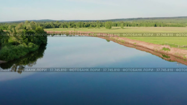Южный Урал, Башкирия, река Ай. Вид с воздуха. The Southern Urals, Bashkiria, the Ai River. Aerial view. Стоковое видео, видеограф Евгений Романов / Фотобанк Лори