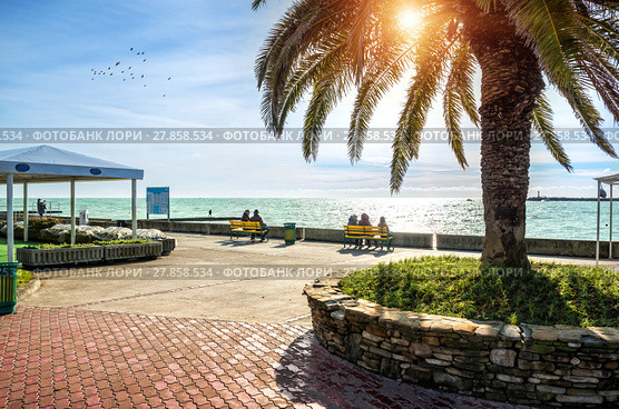 В лучах холодного солнца  looking at the emerald Black Sea in the rays of cold sun. Стоковое фото, фотограф Baturina Yuliya / Фотобанк Лори