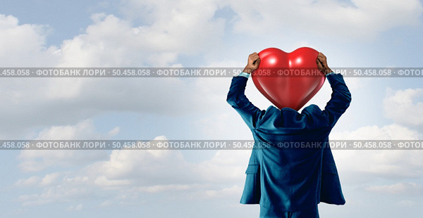 Valentine’s day stress and romance worry and love worries as a repressed or sexually frustrated boyfriend or husband that is stressed due to Valentines pressure or worried about dating or a romantic date with 3D illustration elements. Стоковое фото, агентство Ingram Publishing / Фотобанк Лори