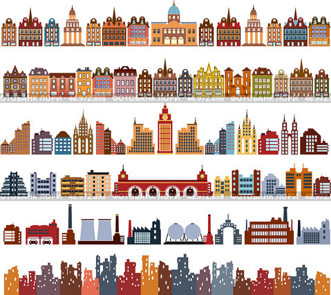 Variants of houses on a white background. Стоковая иллюстрация, агентство Ingram Publishing / Фотобанк Лори