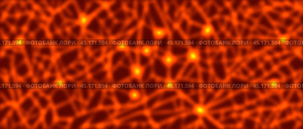 Vector abstract futuristic glowing orange blurry deep structures. Polygonal turbid mesh space. Luminous points. Flashes. Wallpaper or background. Стоковая иллюстрация, иллюстратор GAlexS / Фотобанк Лори