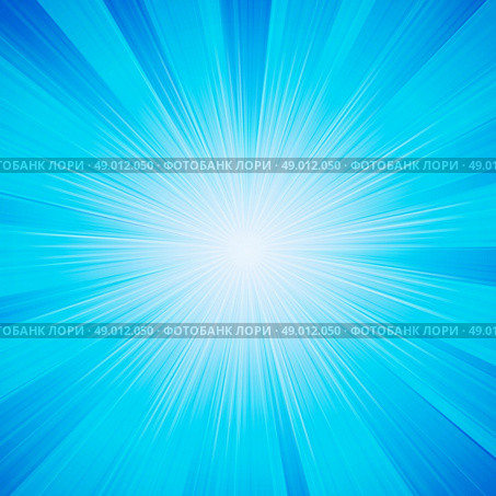 Vector blue shiny sun background with sunbeams, sunrays. Стоковая иллюстрация, агентство Ingram Publishing / Фотобанк Лори