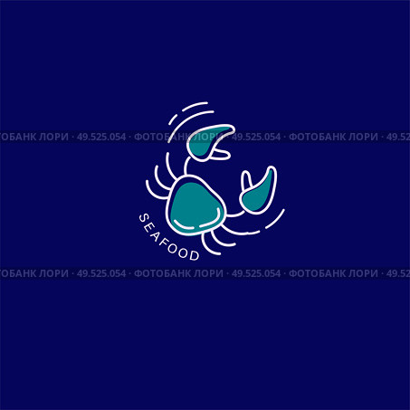 Vector icon and logo for seafood restaurant or cafe. Editable outline stroke size. Line flat contour, thin and linear design. Simple icons. Concept illustration. Sign, symbol, element.. Vector icon and logo for seafood restaurant or cafe. Стоковая иллюстрация, агентство Ingram Publishing / Фотобанк Лори