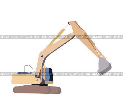 Vector Illustration of Working Excavator. Isolated on White Background.. Working Excavator. Isolated. Стоковая иллюстрация, агентство Ingram Publishing / Фотобанк Лори