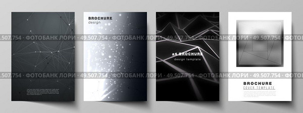 Vector layout of A4 format modern cover mockups design templates for brochure, magazine, flyer, booklet, report. 3d polygonal geometric modern design abstract background. Science or technology vector. Vector layout of A4 format modern cover mockups design templates for brochure, magazine, flyer, booklet, report. 3d polygonal geometric modern design abstract background. Science or technology vector. Стоковая иллюстрация, агентство Ingram Publishing / Фотобанк Лори