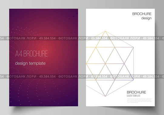 Vector layout of A4 format modern cover mockups design templates for brochure, magazine, flyer, booklet, report. 3d polygonal geometric modern design abstract background. Science or technology vector. Vector layout of A4 format modern cover mockups design templates for brochure, magazine, flyer, booklet, report. 3d polygonal geometric modern design abstract background. Science or technology vector. Стоковая иллюстрация, агентство Ingram Publishing / Фотобанк Лори