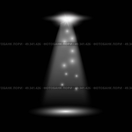 Vector searchlight. Black scene. Стоковая иллюстрация, агентство Ingram Publishing / Фотобанк Лори