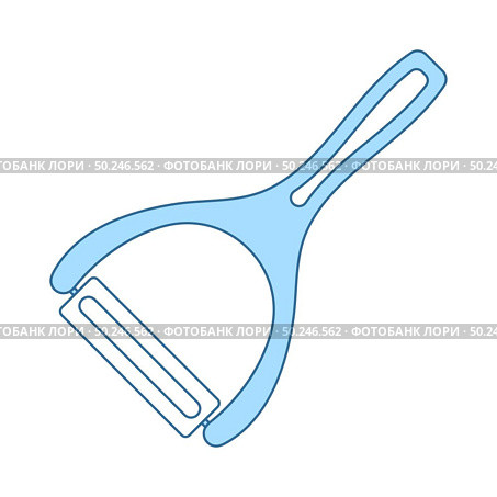 Vegetable Peeler Icon. Thin Line With Blue Fill Design. Vector Illustration. Стоковая иллюстрация, агентство Ingram Publishing / Фотобанк Лори