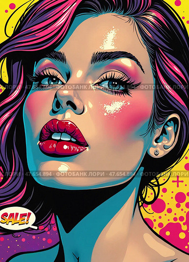 Векторный портрет женщины. Распродажа. Vector portrait of a woman. Sale. Стоковое AI-изображение, AI-художник Гер Олег / Фотобанк Лори
