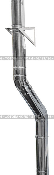 Вентиляционная труба или воздуховод. Large industrial shiny metal pipes on white background. Стоковое фото, фотограф Татьяна Д / Фотобанк Лори
