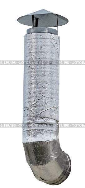 Вентиляционная труба или воздуховод. Large industrial shiny metal pipes on white background. Стоковое фото, фотограф Татьяна Д / Фотобанк Лори