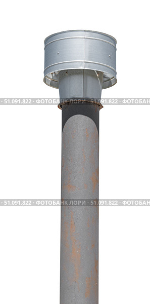 Вентиляционная труба или воздуховод. Large industrial shiny metal pipes on white background. Стоковое фото, фотограф Татьяна Д / Фотобанк Лори