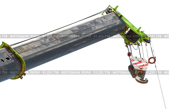 Верхняя балка подъемного крана на белом фоне. Close up at top beam of crane mobile on white background. Стоковое фото, фотограф Татьяна Д / Фотобанк Лори