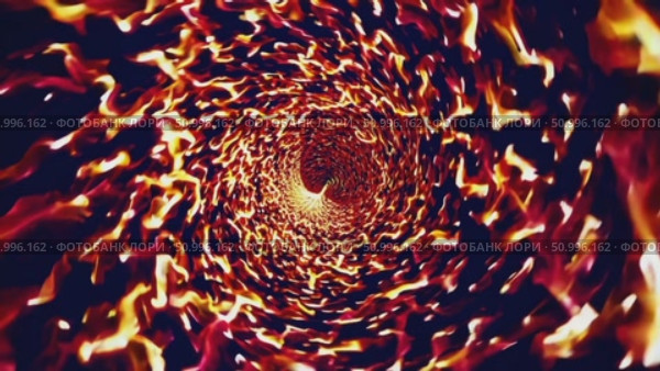 Vibrant orange red flames spiraling through shadowy tunnel, forming hypnotic vortex with intense visual dynamism, ideal for dramatic background or special effect design. Стоковое AI-видео, аниматор Данил Руденко / Фотобанк Лори