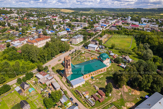 Вид с высоты на Никольский собор в Нолинске (аэросъемка 2023 года) Стоковое фото, фотограф Владислав Самошкин / Фотобанк Лори