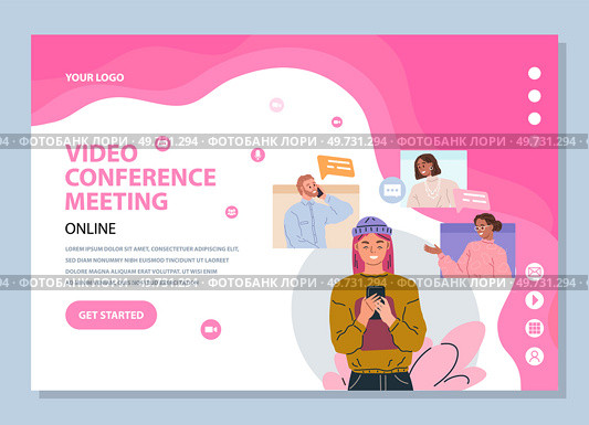 Video conference. Vector illustration. Seminars conducted via video conferences can reach global audience The audience can participate in convention through online video conferencing The video. Video conference. Videoconferencing has transformed way we connect and collaborate online. Стоковая иллюстрация, агентство Ingram Publishing / Фотобанк Лори