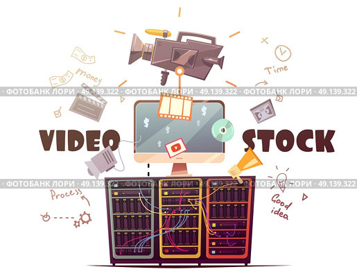 Video Microstock Industry Concept Retro Illustration . Video stock for all type hd video clips download from global contributors community retro cartoon vector illustration . Стоковая иллюстрация, агентство Ingram Publishing / Фотобанк Лори