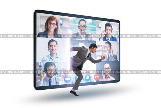 Videoconferencing concept with people in online call. Стоковое фото, фотограф Elnur / Фотобанк Лори