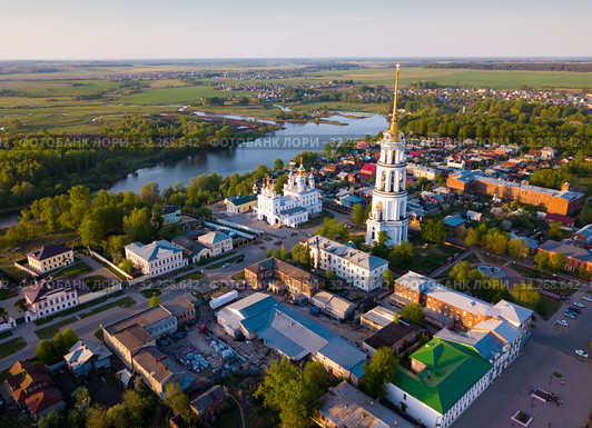 View from drone of Shuya Resurrection cathedral (2019 год). Стоковое фото, фотограф Яков Филимонов / Фотобанк Лори