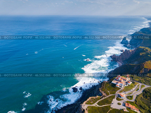 View of the Atlantic Ocean from Cape Roca (Cabo da Roca) - most westerly point of the Eurasian continent, Стоковое фото, фотограф Яков Филимонов / Фотобанк Лори