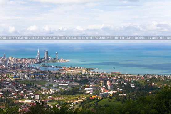 View of the city of Batumi and the Black Sea coast on a summer day. Стоковое фото, фотограф Александр Клёнов / Фотобанк Лори
