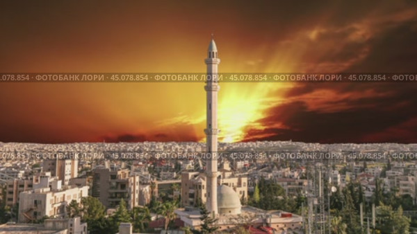 View of the modern houses Amman, Jordan, Middle East. Against the background of the sunset. Стоковое видео, видеограф Владимир Журавлев / Фотобанк Лори