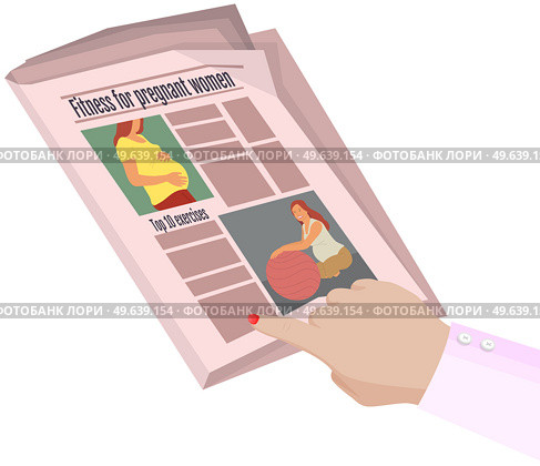 Vintage newspaper of fitness for pregnant women. News articles newsprint magazine old design. Printing text preess. Brochure newspaper pages with headline. Paper retro journal vector grunge template. Vintage newspaper of fitness for pregnant women. News articles newsprint magazine old design. Printing text in preess. Стоковая иллюстрация, агентство Ingram Publishing / Фотобанк Лори