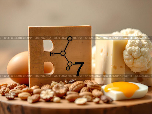 Витамин B7 (биотин) / Vitamin B7 (biotin) Стоковое AI-изображение, AI-художник Александр Селезнев / Фотобанк Лори