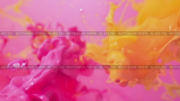 Vivid Pink and Yellow Paint Splash. Стоковое AI-видео, аниматор Кирилл Черезов / Фотобанк Лори