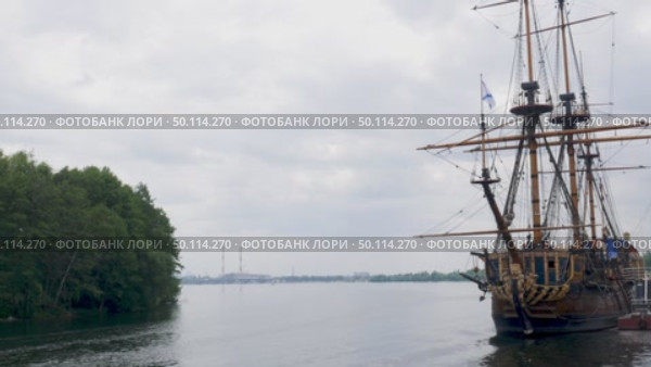 Voronezh, Russia, June 17, 2025: Goto Predestination ship museum on Petrovskaya embankment in summer. Редакционное видео, видеограф Катерина Белякина / Фотобанк Лори