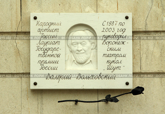 Воронеж. Табличка на здании кукольного театра (2009 год). Редакционное фото, фотограф Корчагина Полина / Фотобанк Лори