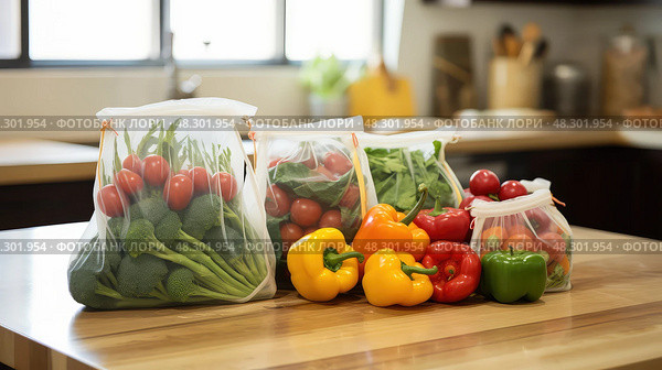 washable produce bag. Стоковое AI-изображение, AI-художник Vectorwin / Фотобанк Лори