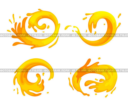 Water and juice splash liquide. Vector Illustration. A water splash, celebration of orange power and grace Fresh juice splashed, colourful burst of freshness in air A wave shape, mesmerising pattern. Water and juice splash liquide. A drop shape, gentle whisper of fluid dynamics A dripped droplet, delicate dancer in. Стоковая иллюстрация, агентство Ingram Publishing / Фотобанк Лори